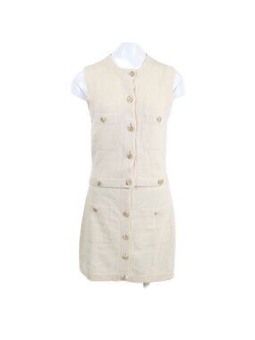 Chanel CC Logo Button Cashmere Sleeveless 34 Shirt